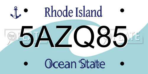 5AZQ85 Rhode Island License Plate