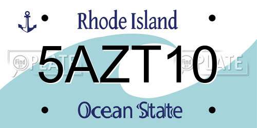 5AZT10 Rhode Island License Plate