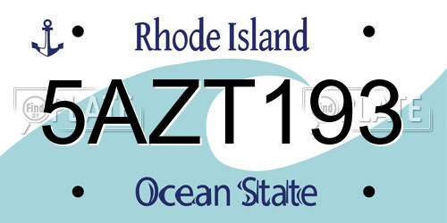 5AZT193 Rhode Island License Plate