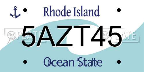5AZT45 Rhode Island License Plate