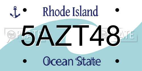 5AZT48 Rhode Island License Plate