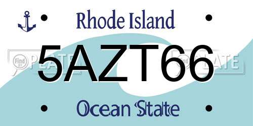 5AZT66 Rhode Island License Plate