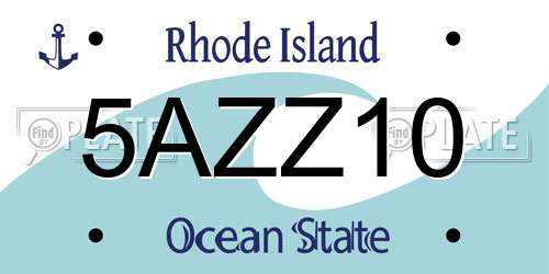 5AZZ10 Rhode Island License Plate