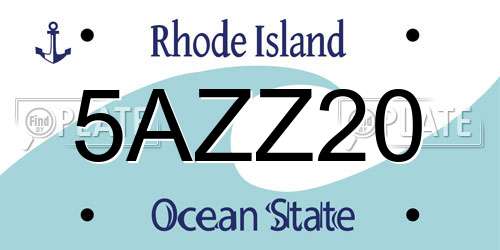 5AZZ20 Rhode Island License Plate