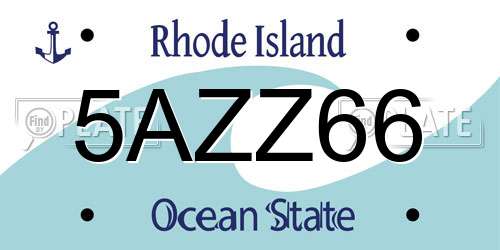 5AZZ66 Rhode Island License Plate