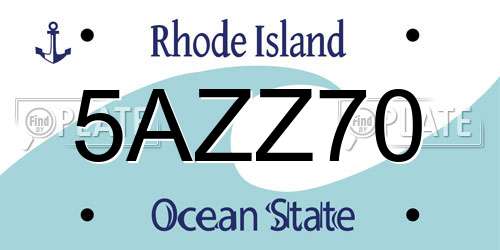 5AZZ70 Rhode Island License Plate