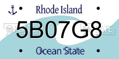 5B07G8 Rhode Island License Plate