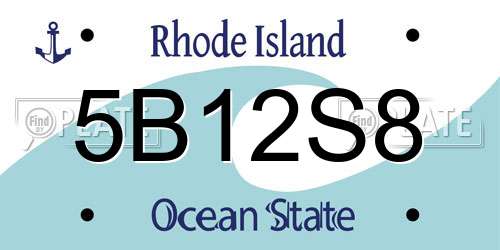 5B12S8 Rhode Island License Plate