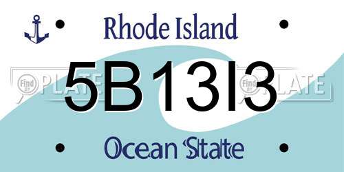 5B13I3 Rhode Island License Plate