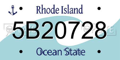 5B20728 Rhode Island License Plate