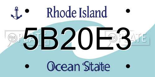 5B20E3 Rhode Island License Plate