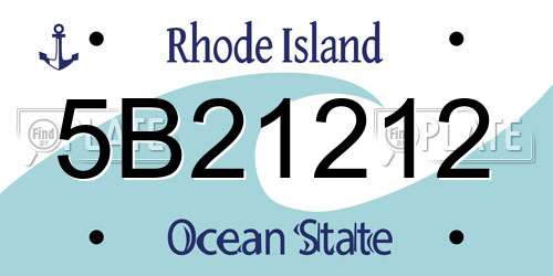 5B21212 Rhode Island License Plate