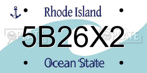 5B26X2 Rhode Island License Plate