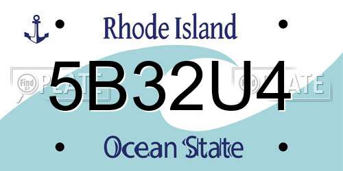 5B32U4 Rhode Island License Plate
