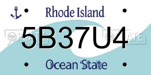 5B37U4 Rhode Island License Plate