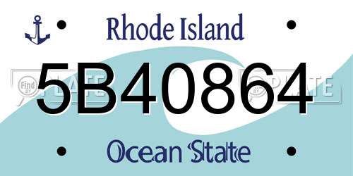 5B40864 Rhode Island License Plate