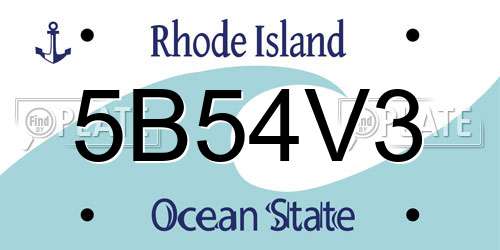 5B54V3 Rhode Island License Plate