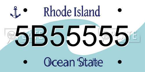 5B55555 Rhode Island License Plate