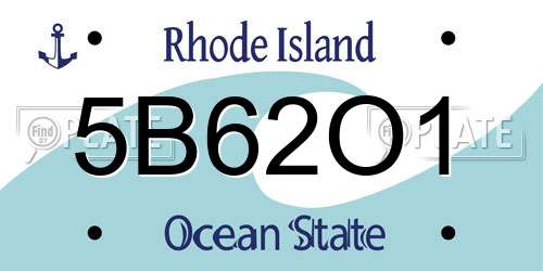 5B62O1 Rhode Island License Plate