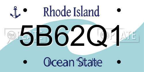 5B62Q1 Rhode Island License Plate