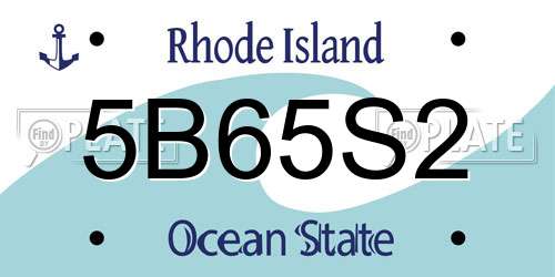5B65S2 Rhode Island License Plate