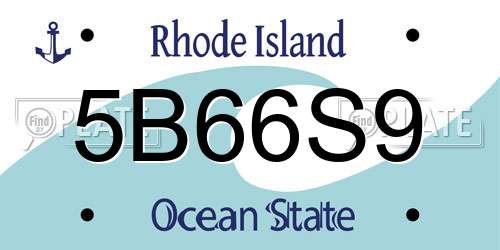 5B66S9 Rhode Island License Plate
