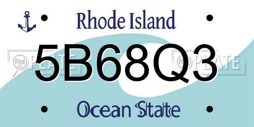 5B68Q3 Rhode Island License Plate