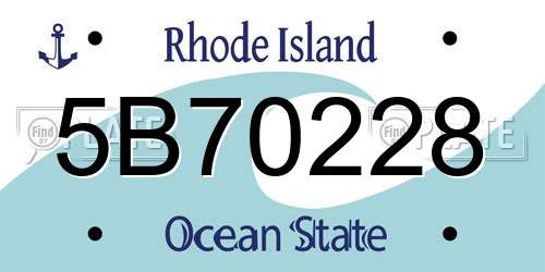 5B70228 Rhode Island License Plate