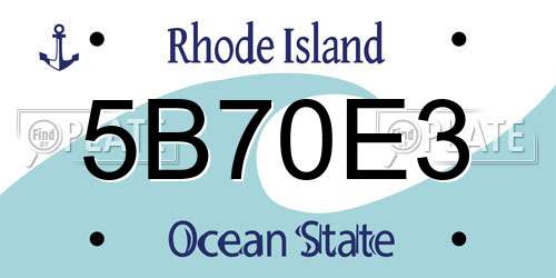 5B70E3 Rhode Island License Plate