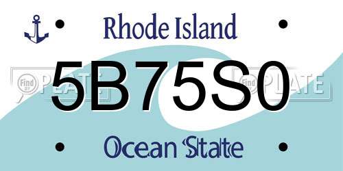 5B75S0 Rhode Island License Plate