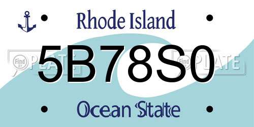 5B78S0 Rhode Island License Plate