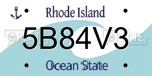 5B84V3 Rhode Island License Plate