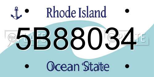 5B88034 Rhode Island License Plate