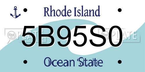 5B95S0 Rhode Island License Plate
