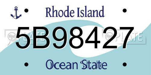 5B98427 Rhode Island License Plate