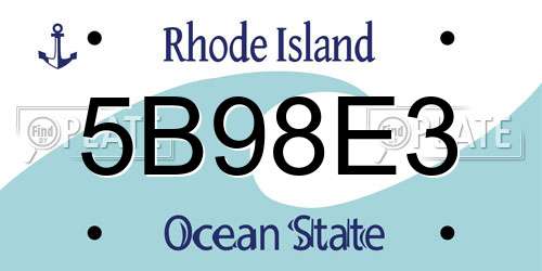 5B98E3 Rhode Island License Plate