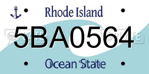 5BA0564 Rhode Island License Plate