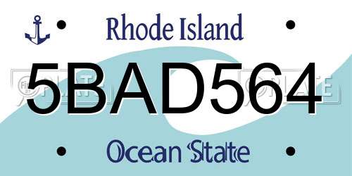 5BAD564 Rhode Island License Plate