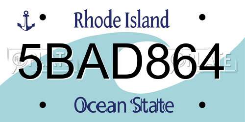 5BAD864 Rhode Island License Plate