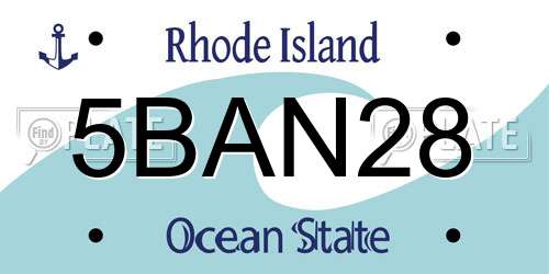 5BAN28 Rhode Island License Plate