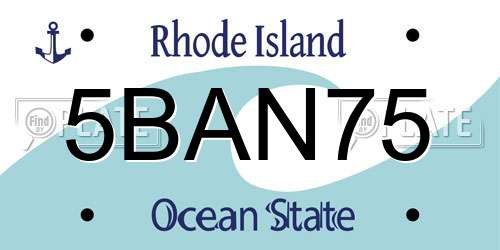 5BAN75 Rhode Island License Plate