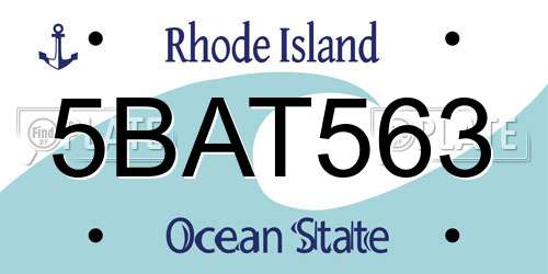 5BAT563 Rhode Island License Plate