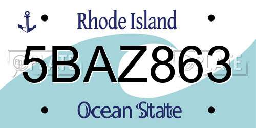 5BAZ863 Rhode Island License Plate