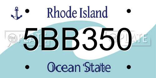 5BB350 Rhode Island License Plate