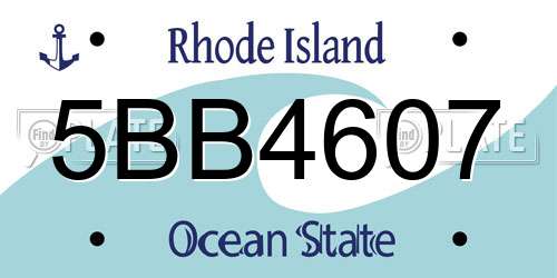 5BB4607 Rhode Island License Plate