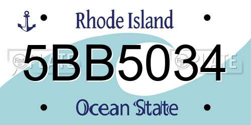5BB5034 Rhode Island License Plate