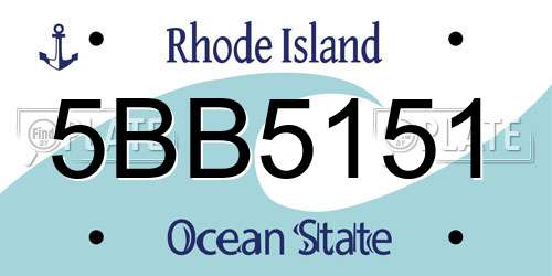 5BB5151 Rhode Island License Plate