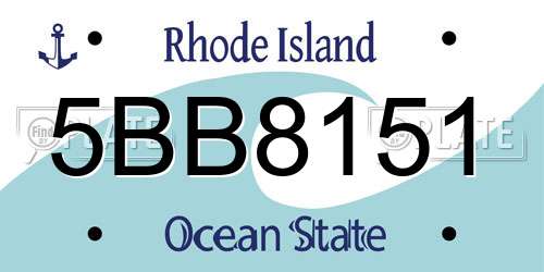 5BB8151 Rhode Island License Plate