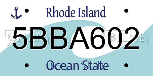 5BBA602 Rhode Island License Plate