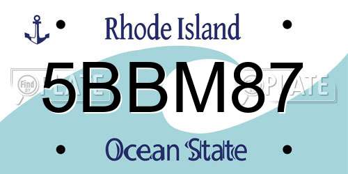 5BBM87 Rhode Island License Plate